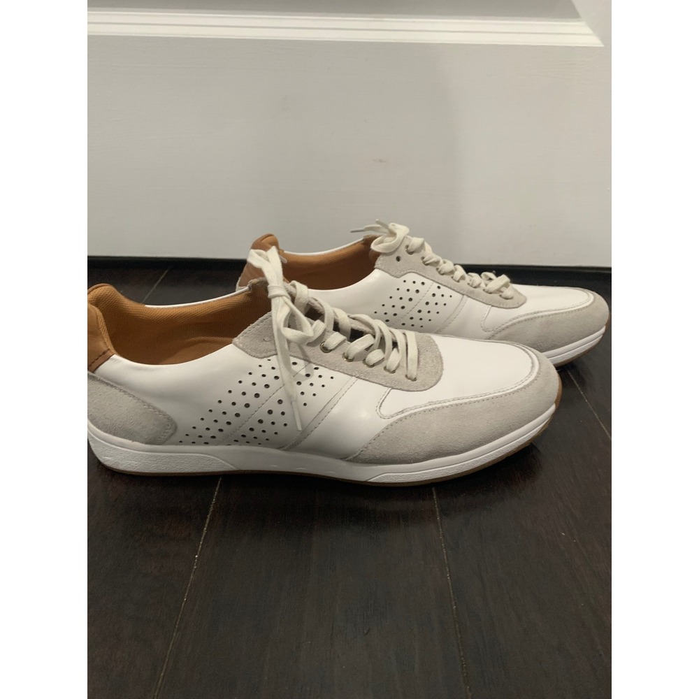 Florsheim Mens 14276-100 White Leather Suede Low Top Sneakers 10.5M